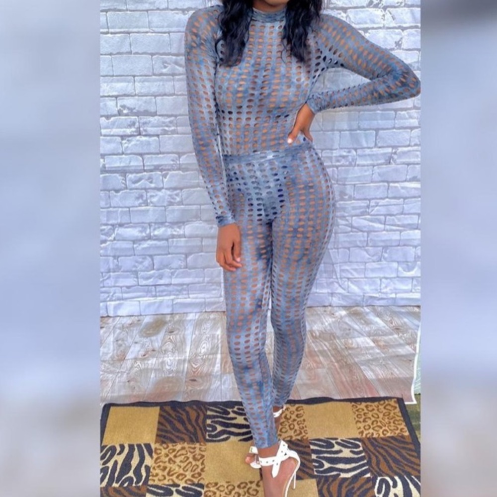 Blue bodysuit two piece set